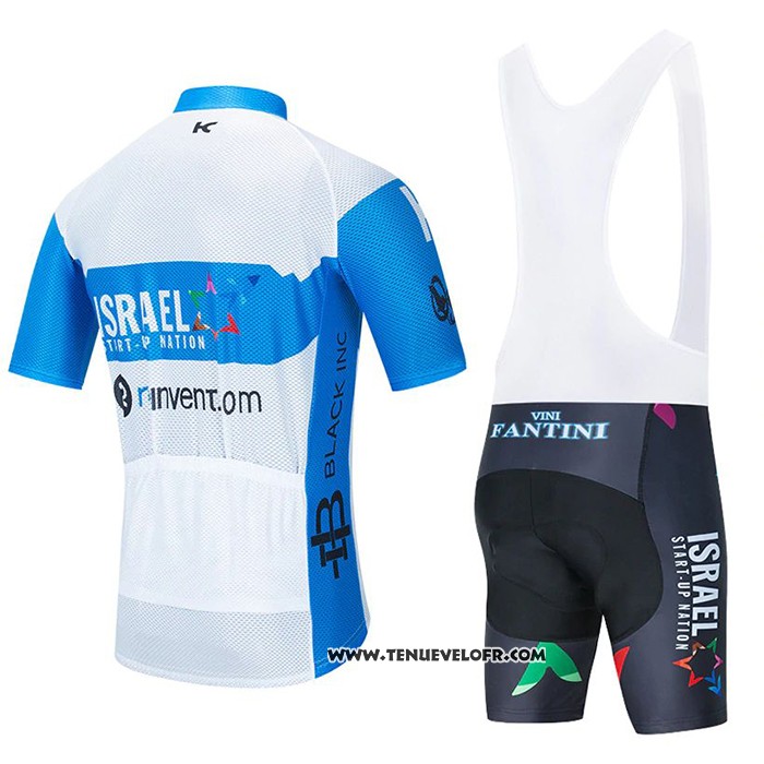 2020 Maillot Ciclismo Israel Cycling Academy Blanc et Bleu Manches Courtes et Cuissard